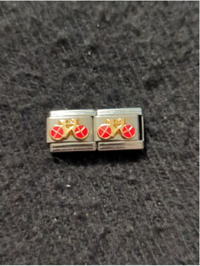 Vintage Bella Oro Red Gold Bicycle 9mm Italian Charm Bracelet Charms - Set Of 2